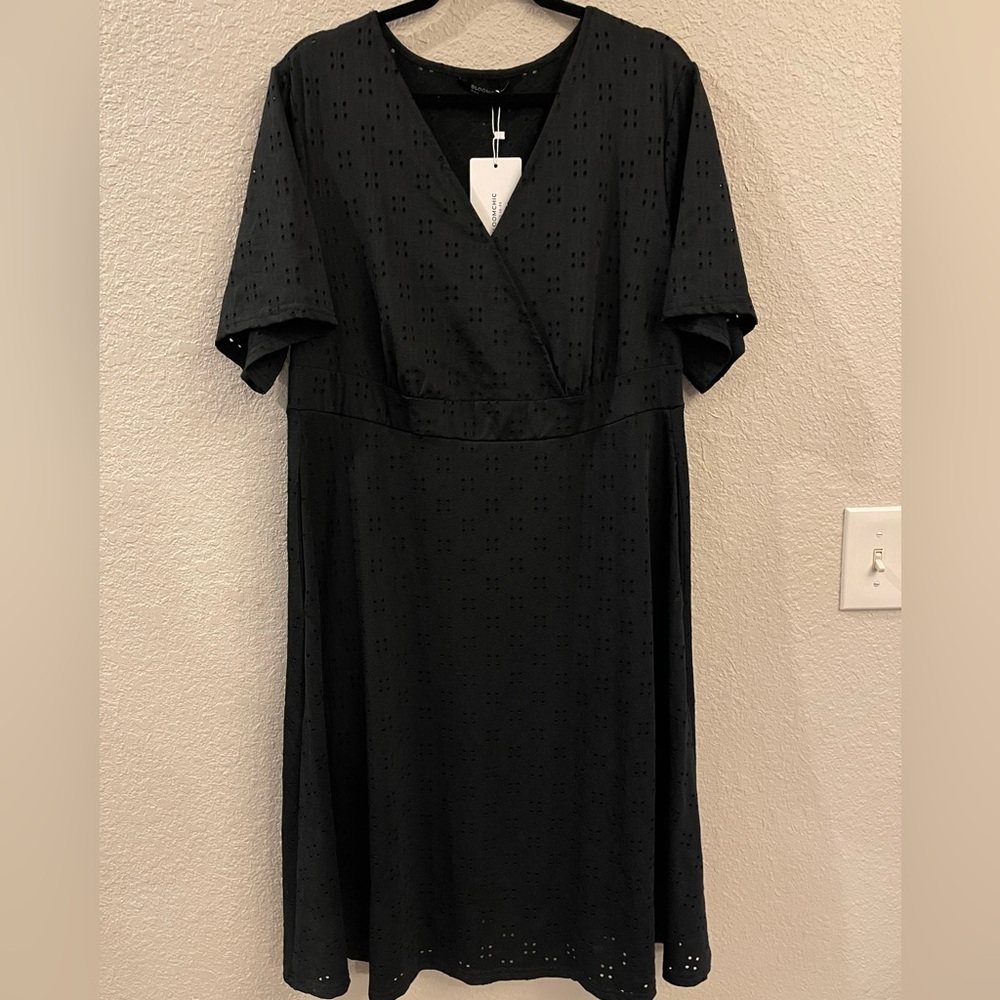 BloomChic Eyelet Black Midi Dress
